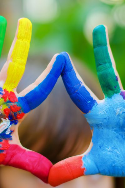 painted colorful hands